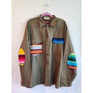 L&B Lucky & Blessed Men’s 2XL Western Button Shirt Serape Patchwork Elbow &...